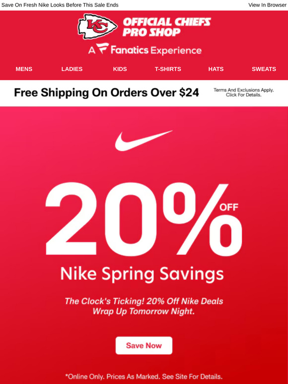 Countdown's On! 20% Off Nike Ends Tomorrow