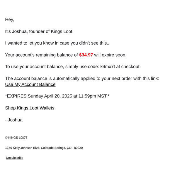 Your account balance expires soon