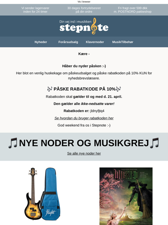Påske rabatkode + Påske udsalg - masser nye noder og muskgrej