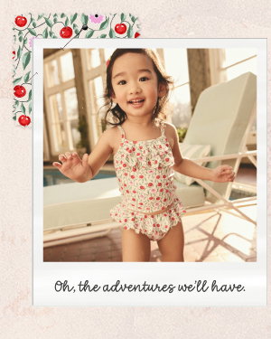 Cream/Pink/Green Cath Kidston Cherry Print Tankini (3mths-7yrs)