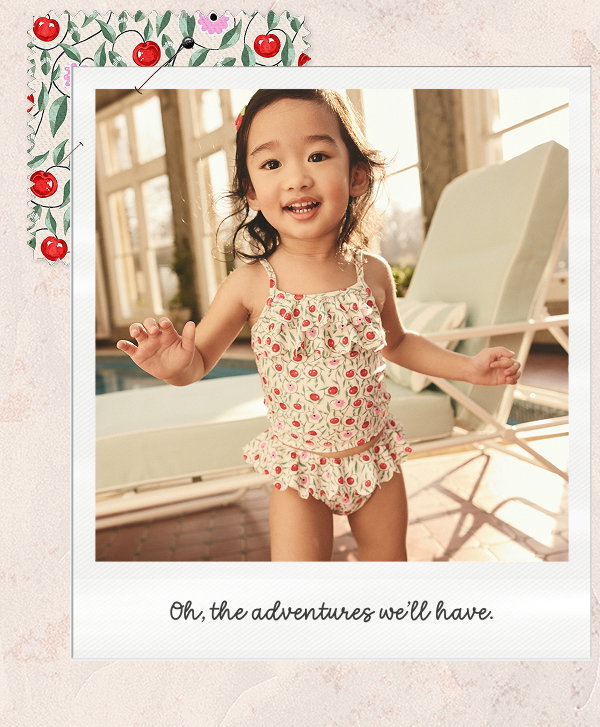 Cream/Pink/Green Cath Kidston Cherry Print Tankini (3mths-7yrs)
