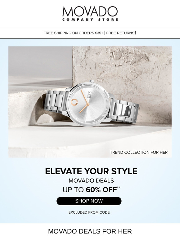 Up to 60% Off Movado Deals & More