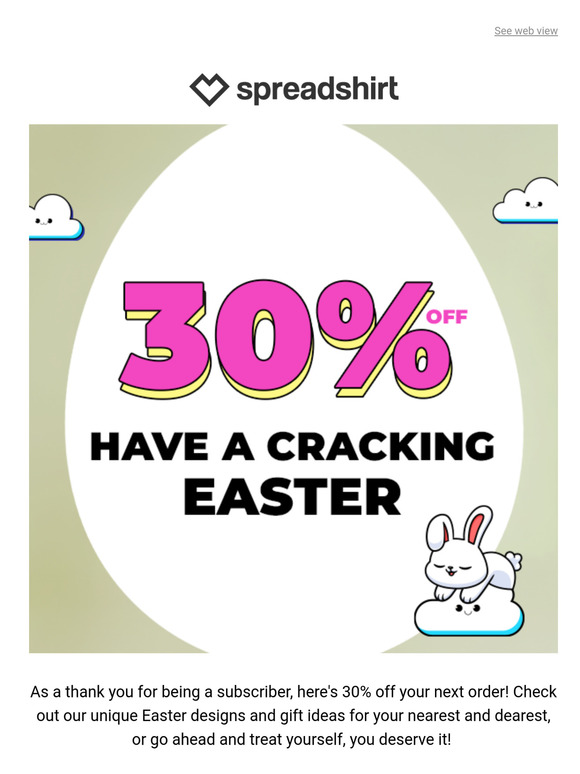 Exclusive discount: Get 30% off this Easter