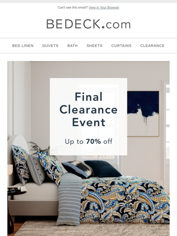 Final Clearance Event Continues... Up to 70% Off!