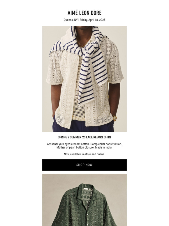 Aimé Leon Dore: SS25 LACE RESORT SHIRT | Milled
