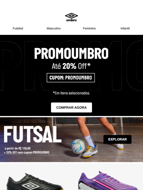 Chuteiras a partir de R$99,99 + benefício exclusivo