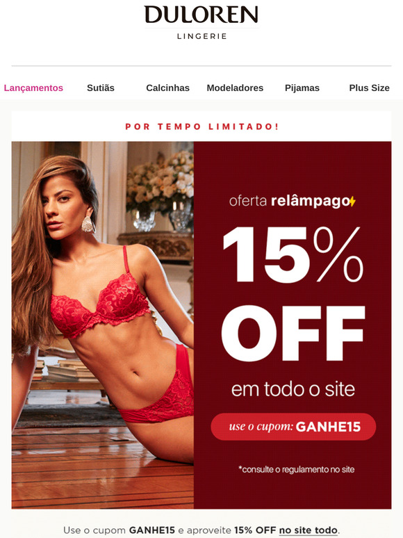 Oferta Relâmpago: 15% OFF no site todo! ⚡