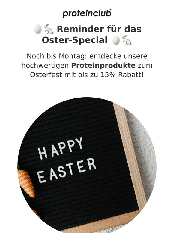 🥚🐇 Reminder für das Oster-Special beim proteinclub 🥚🐇