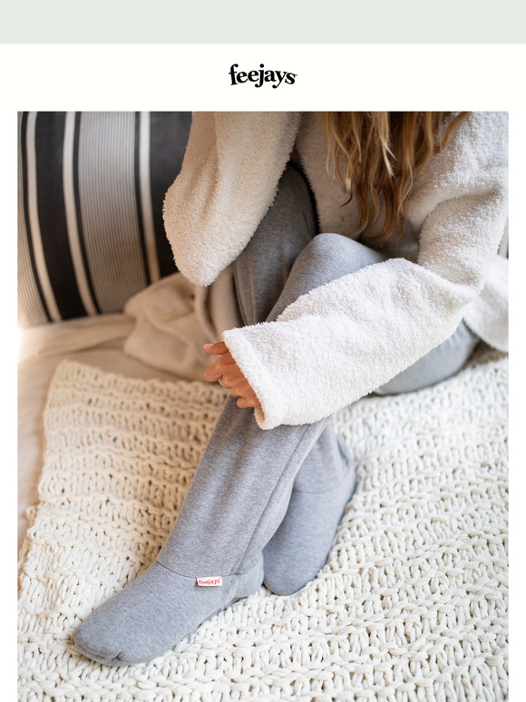 Spring just got a whole lot cozier! Slip into a perfect pair of sweatpants with feet and experience cloud-like comfort only Feejays can provide!