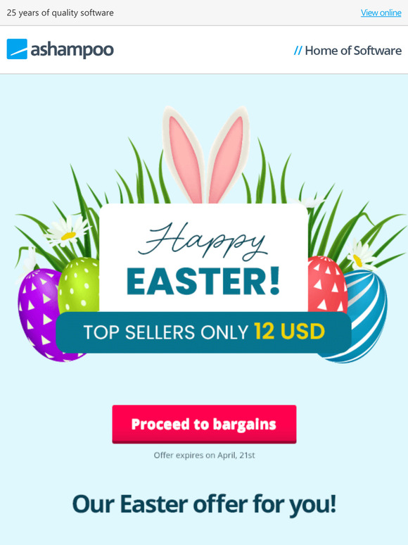 The great Easter sale! Ashampoo Top sellers only $12