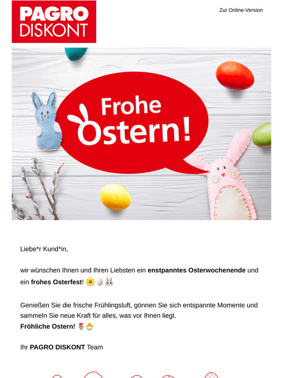 Frohe Ostern wünscht PAGRO DISKONT! 🐰