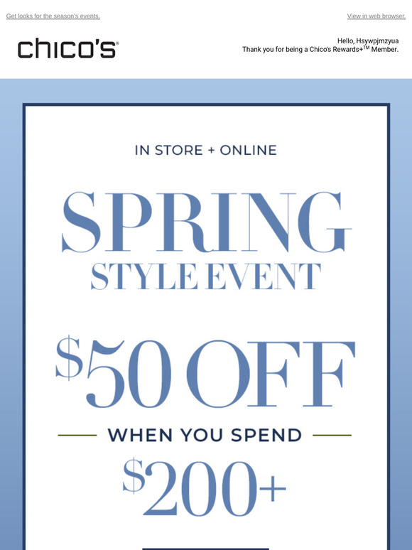 Spring Style Event: $50 off + MORE!