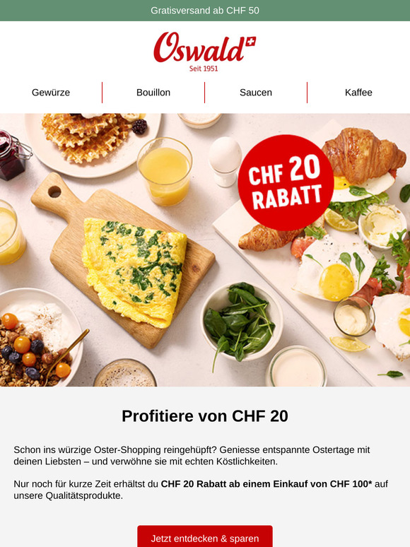 CHF 20 Osterrabatt nicht verpassen ❗