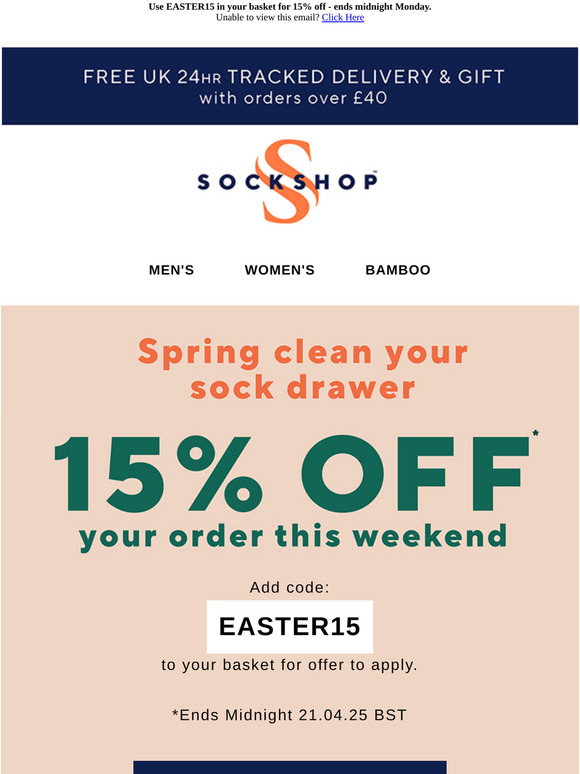 15% off across the site continues all weekend 🏷️🐰⭐