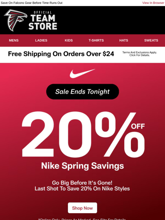 It's The Final Drive... 20% Off Nike Ends Tonight