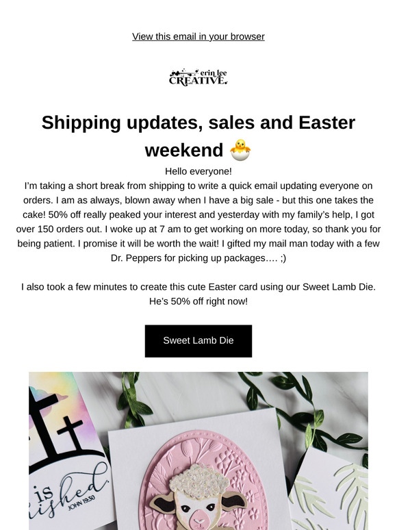 50% Off Sale, Shipping Update!