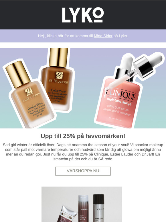 Upp till 25% på Clinique, Estée Lauder….
