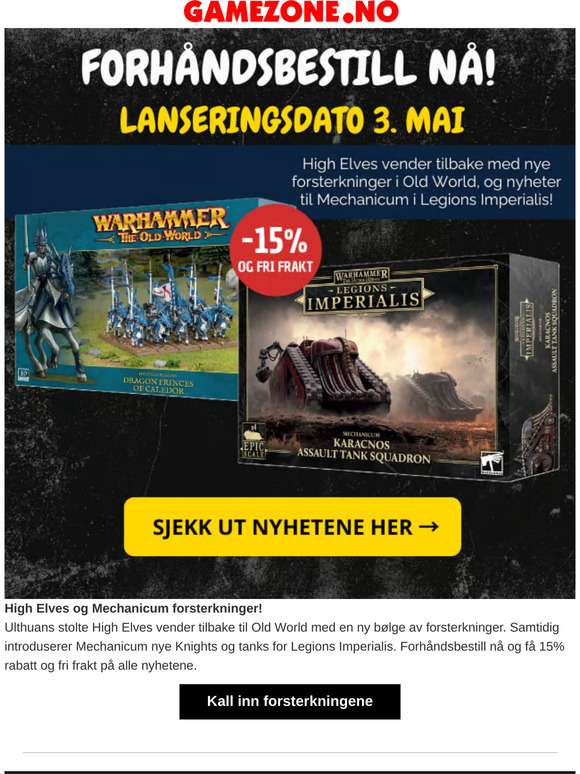 Warhammer Kundeklubb: 15% rabatt på nye High Elves og Mechanicum!