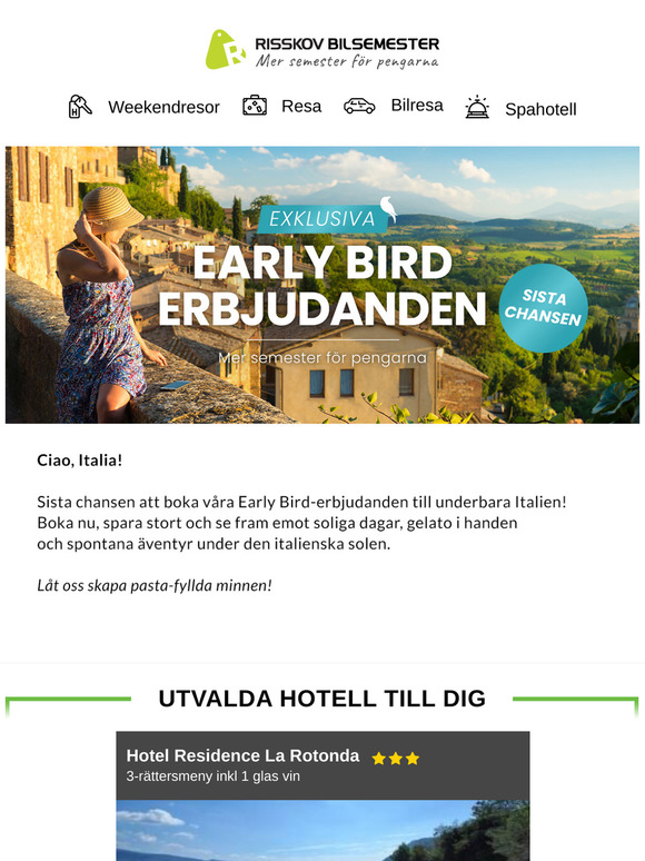 Sista chansen: Boka Early Bird till soliga Italien! ☀️