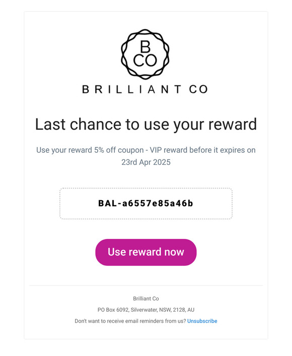 Last chance to use your reward