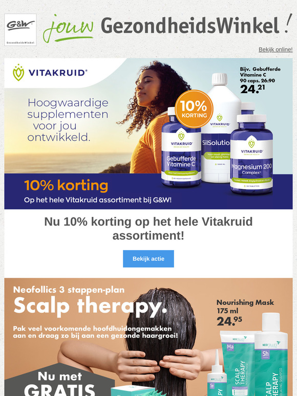 Vitakruid -10% korting en een gratis borstel bij Neofollics Scalp Therapy!