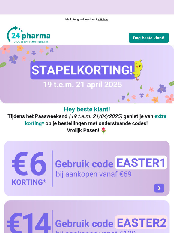 Hey Beste klant, onze stapelkortingen zijn weer hier! 🐣🌷