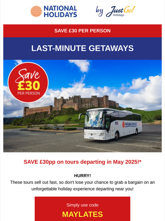 Your last-minute May escape awaits with £30pp off