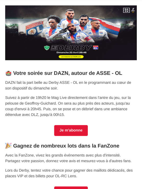 Le Derby ASSE - OL en exclusivité sur DAZN !