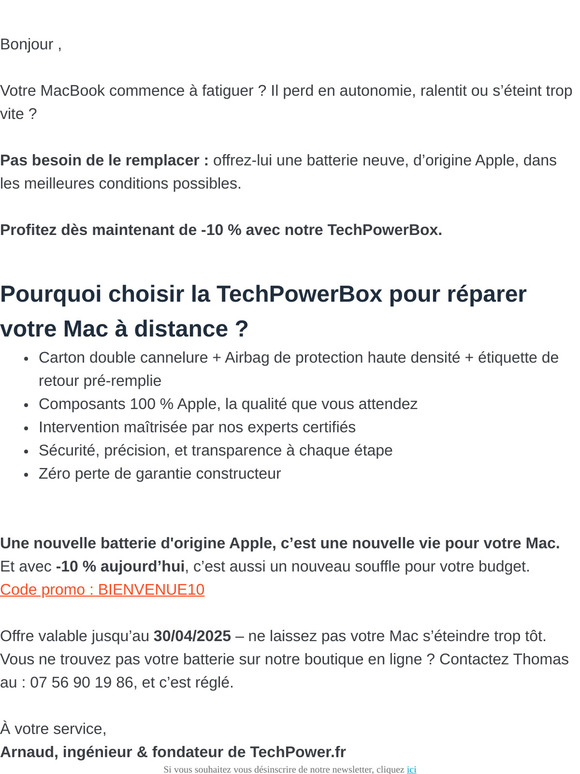 Offrez à votre Mac ce qu’il mérite : -10 % sur sa batterie d'origine Apple