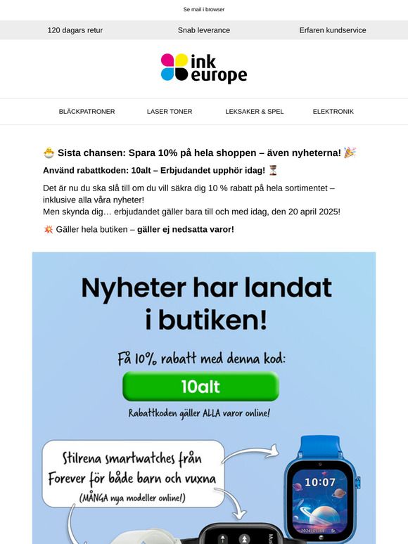 ⏳ Sista dagen! Använd koden: 10alt och spara 10% – gäller hela shoppen🐣