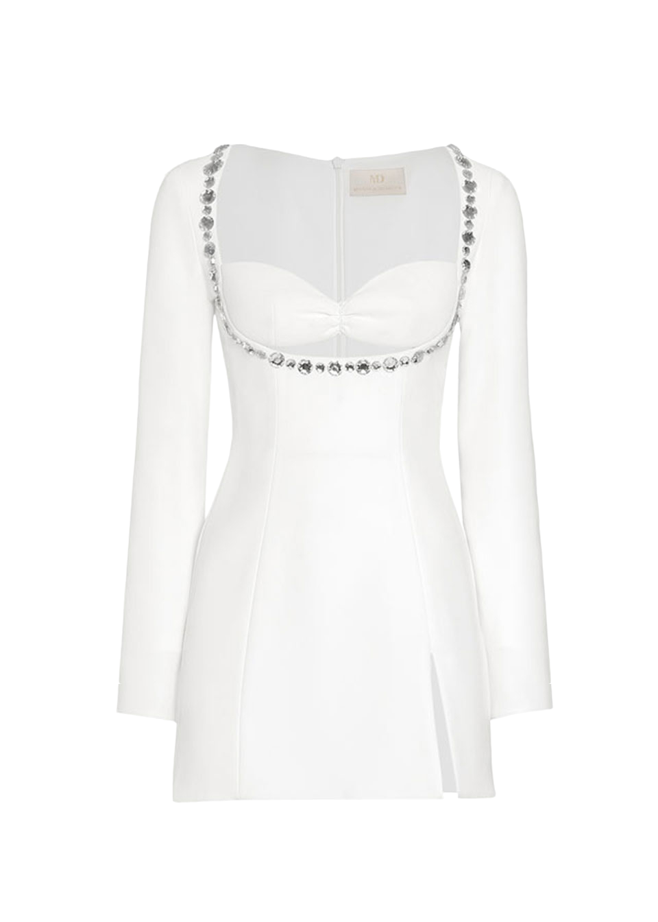 Image of Celine white mini embellished crepe dress