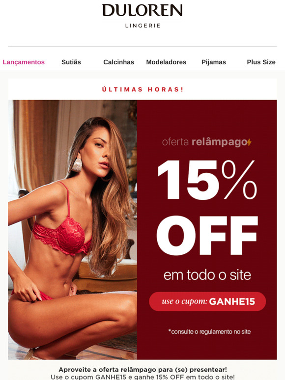 Só HOJE: 15% OFF em tudo! 😱