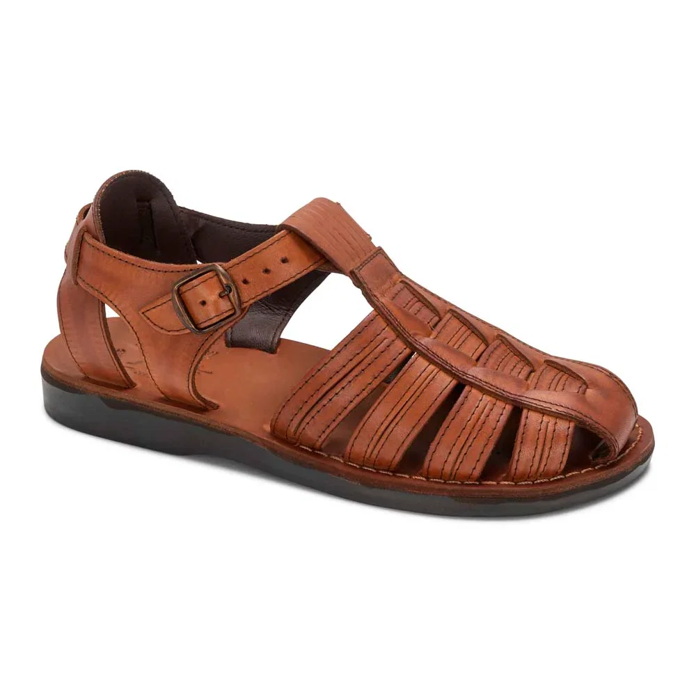 Image of Barak - Leather Closed Toe Sandal | Honey