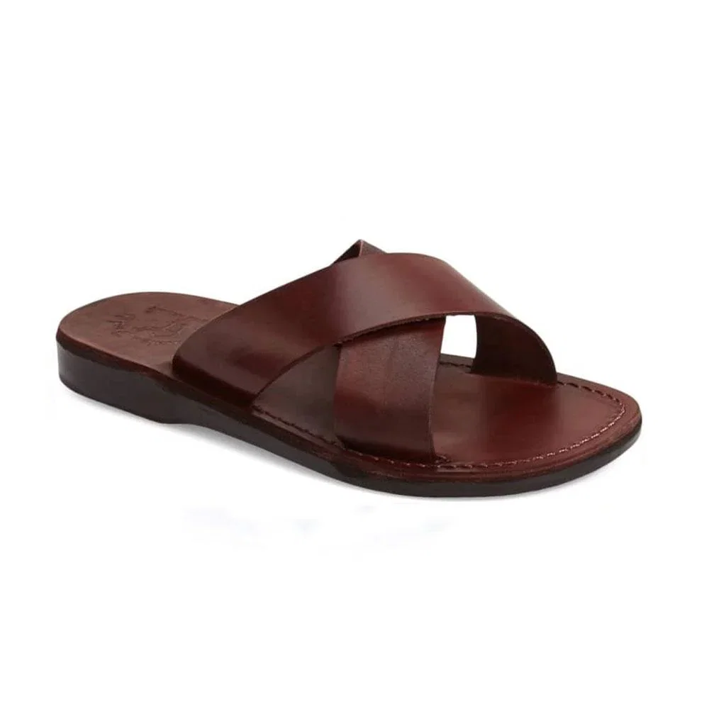 Image of Elan - Leather Cross Strap Sandal | Brown