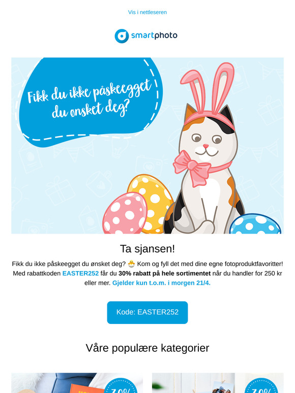 Bare til i morgen - 30% på alt* 🐣