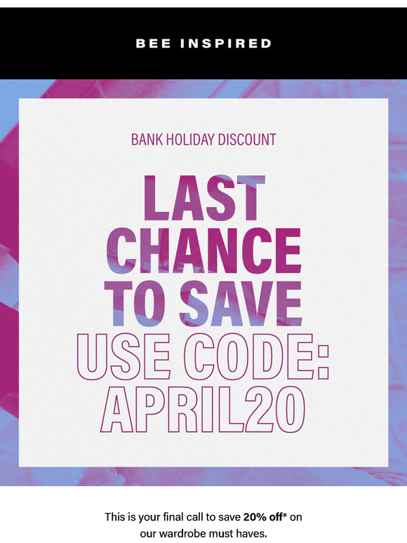 Last chance to save
