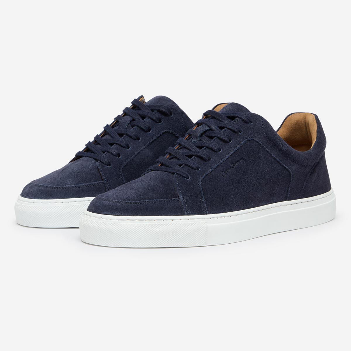 tadley navy calf suede cupsole trainers