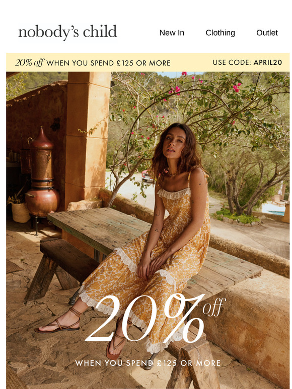 Open for 20% off when you spend £125