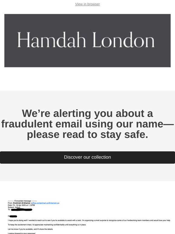 ISecurity Notice: Scam Emails Impersonating Our Team