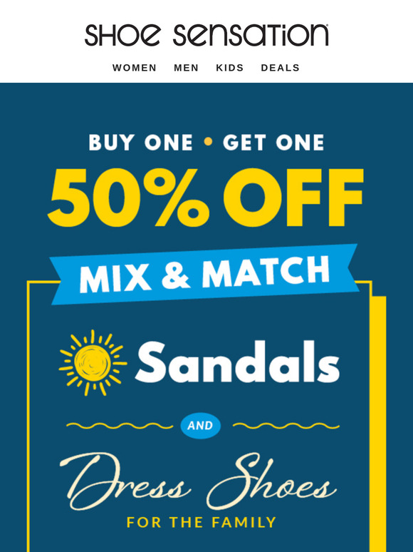Ending Soon: Buy One, Get One 50% Off Sandals & Dress Shoes – Mix & Match!