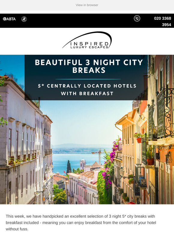 3 night 5* centrally located city breaks under £350pp🌃