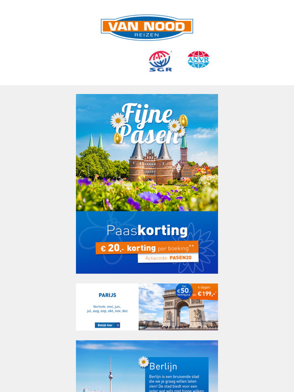 Vrolijk Pasen! Geniet van € 20,- korting je stedentrip