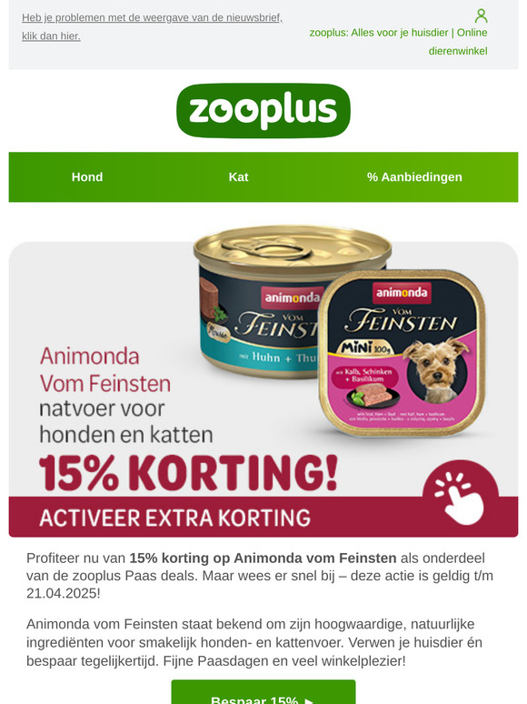 Tot -15% op alle Animonda vom Feinsten producten
