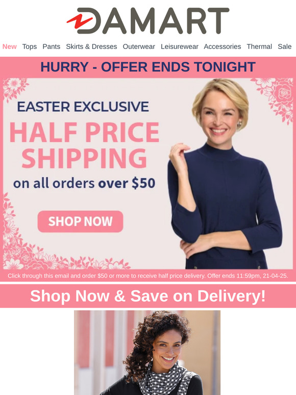 LAST CHANCE: Half Price Delivery on Your $50+ Purchase ENDS TONIGHT!