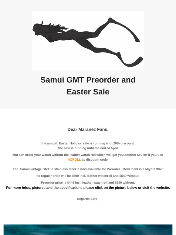 Maranez Samui GMT Preorder and Easter Sale