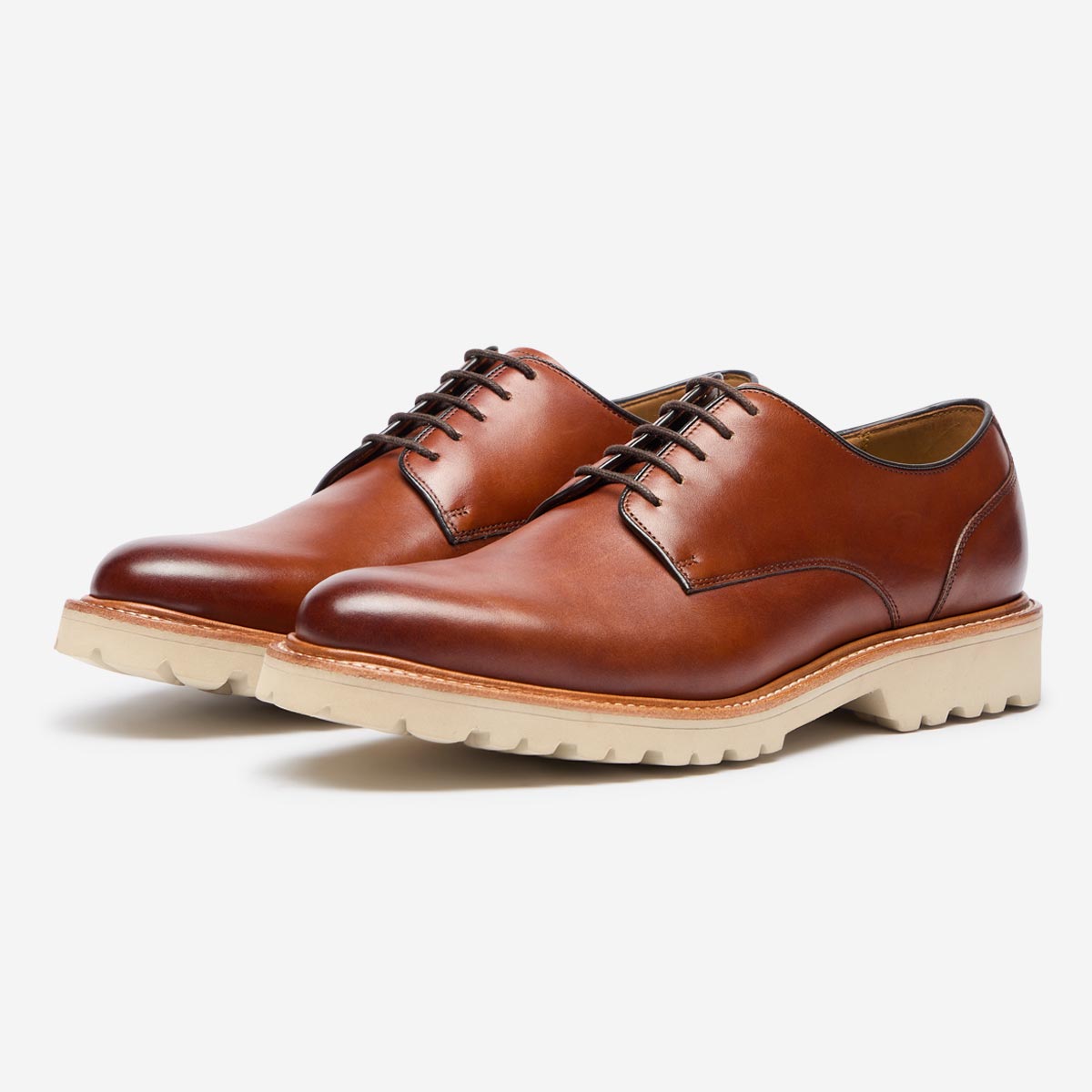 alderton tan calf leather derby shoes