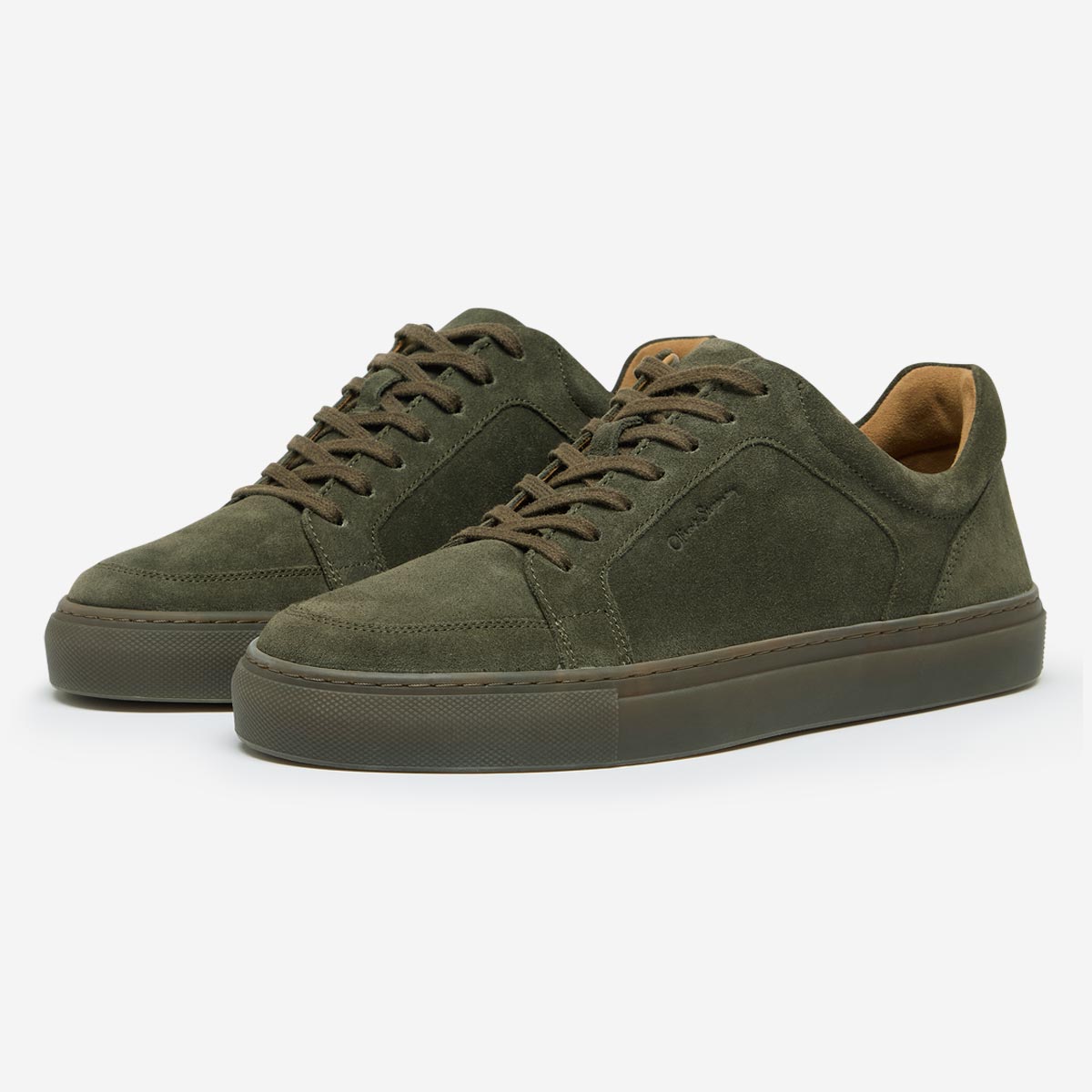 tadley khaki calf suede cupsole trainers