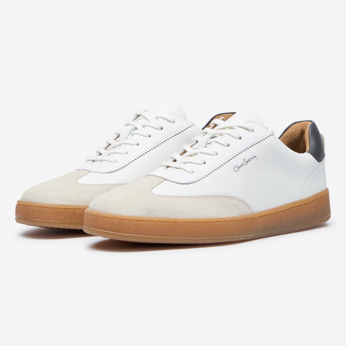 hambleton white calf leather trainers