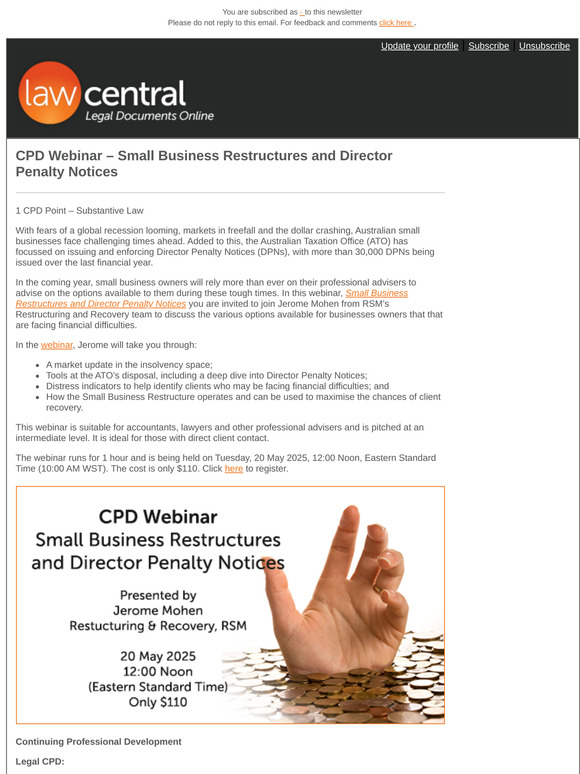 CPD Webinar – Small Business Restructures and Director Penalty Notices