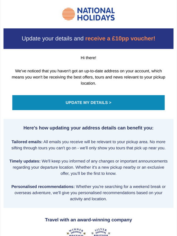 Update your address and get a voucher